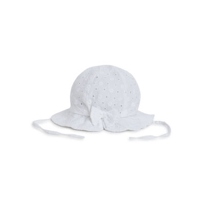 Infant Girls White Self Design Hat